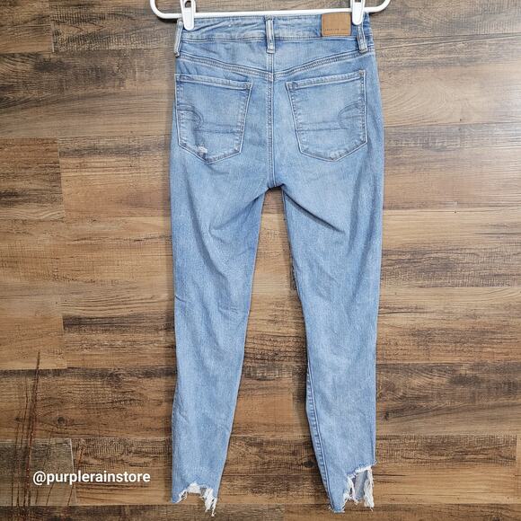 American Eagle Jeans 2 R Jegging Hi Rise Super Stretch Medium Light Wash - Picture 2 of 11